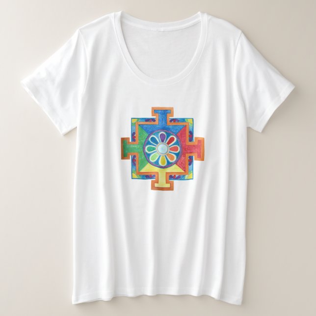Camiseta Mandala de Criação de Aquarela (Frente do Design)