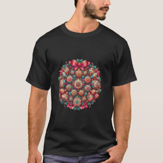 Camiseta Mandala de Natal com ornamentos de folhas ocas e