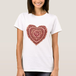 Camiseta Mandala de Rosa Coração de Amor