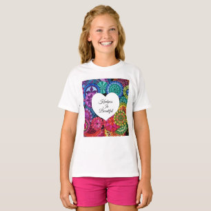 Camiseta Mandala do arco-íris da aguarela com coração