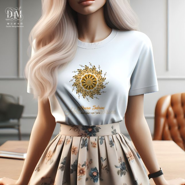 Camiseta Mandala Doodle Floral Laranja Moderno 3D (Criador carregado)