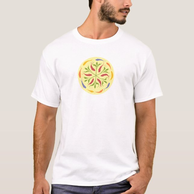 Camiseta Mandala dos peixes/peixes (islâmica) (Frente)