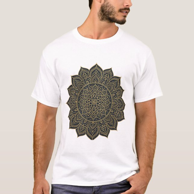 Camiseta Mandala Dourada e marinho (Frente)