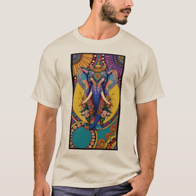 Camiseta Mandala Elefante Ganesha Neon (Frente)