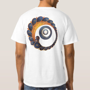 Camiseta Mandala Espiral Azul e Dourada - Tee De Dois Lados