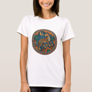 Camiseta Mandala Exótico de Leopardo Árabe Arte do Deserto