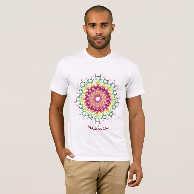 Camiseta Mandala floral étnica. (Frente Completa)