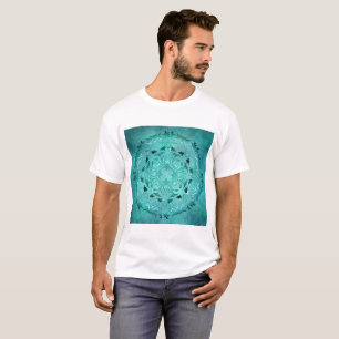Camiseta Mandala floral étnica do grunge de turquesa