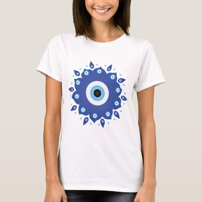 Camiseta Mandala Grego Mau Azul Branco (Frente)
