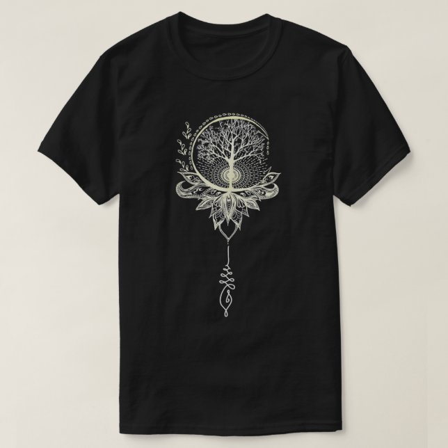 Camiseta Mandala Lotus Unalome Árvore da Vida Topo (Frente do Design)