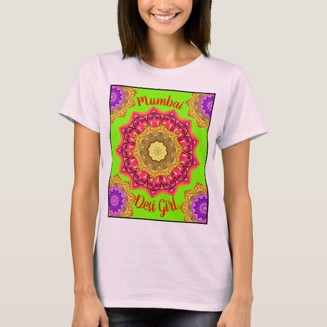 Camiseta Mandala Magic Mumbai Desi Girl (Frente)