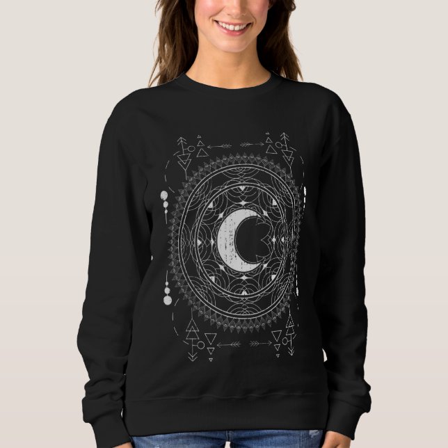 Camiseta Mandala Moon Wiccan Witch Blackcraft Occulan (Frente)