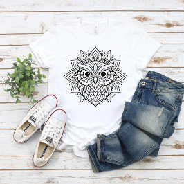 Camiseta Mandala Owl Head Line Art
