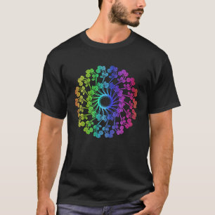 Camiseta Mandala Roseta Flor Geometria Yoga Flora Arco-íris