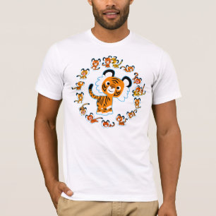 Camiseta Mandala Tigres Cartoon Divertido (contorn