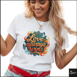 Camiseta Mandala Tribal Geométrica O Amor Sempre Vence
