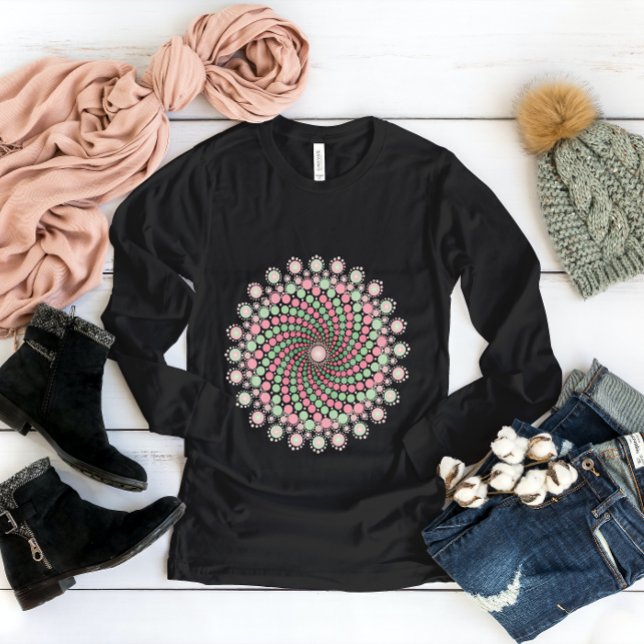 Camiseta Mandala Verde e Rosa (Criador carregado)