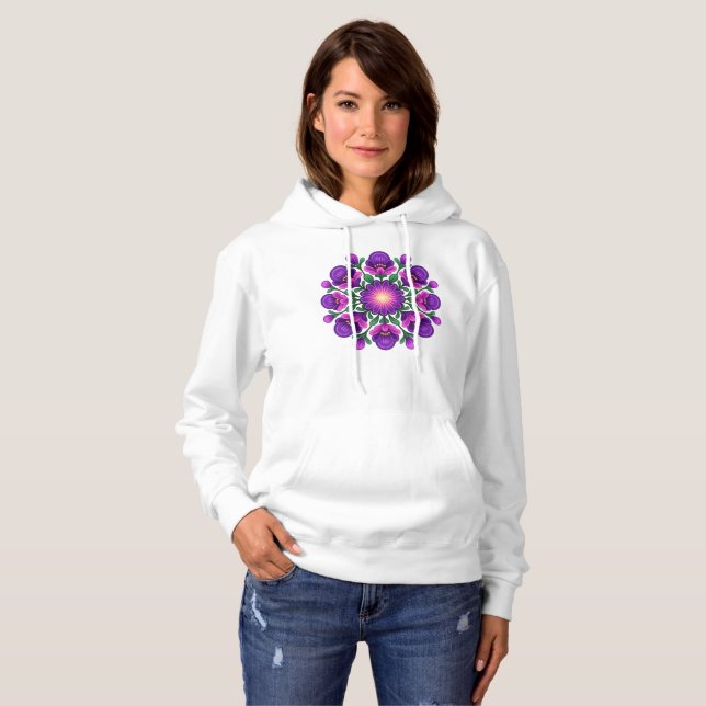 Camiseta Mandala Verde Rosa Púrpura (Frente Completa)