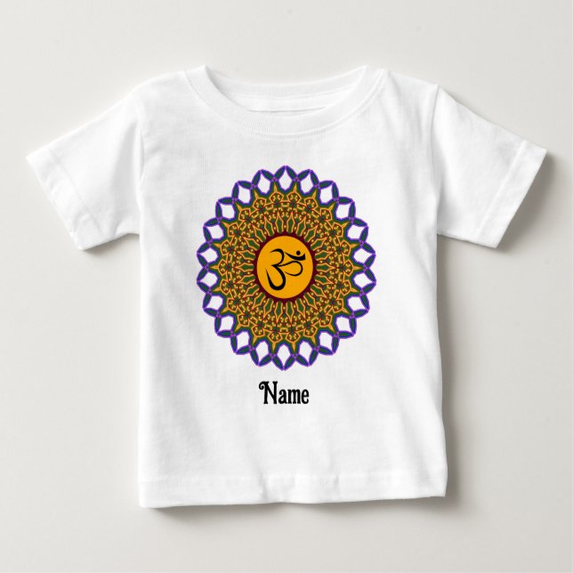 Camiseta Mandala Yoga Om Peacock Espiritual Personalizado (Frente)