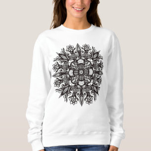 Camiseta Mandalas de Cogumelos Psicotrópicos Preto e Branco