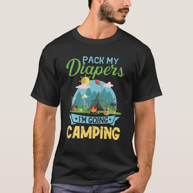 Camiseta Mando minhas Fraldas Vou acampar crianças Novelty  (Frente)