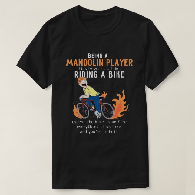 Camiseta Mandolim como o ciclista de bicicleta rolante (Frente do Design)