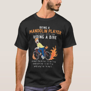 Camiseta Mandolim como o ciclista de bicicleta rolante