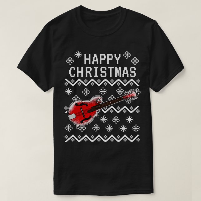 Camiseta Mandolin Jogador do Pão Feio Natal Mandolinista M (Frente do Design)