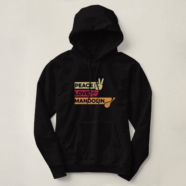 Camiseta Mandolin Lover Peace Love Mandolin Maestro (Frente do Design)