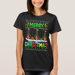 Camiseta Mandolin Lover Xmas Mandolin Iluminação Santa Hat