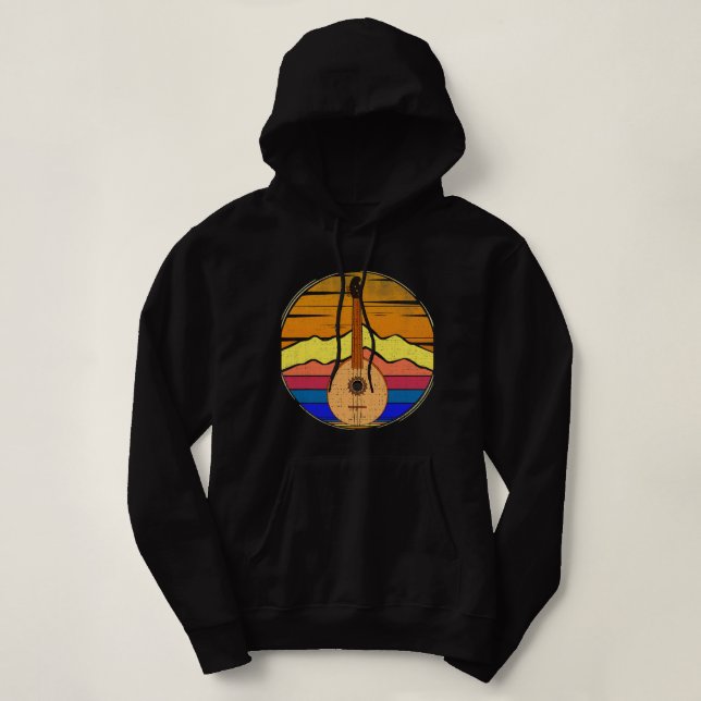 Camiseta Mandolin Vintage Mandolin Retro Sunset Funny (Frente do Design)
