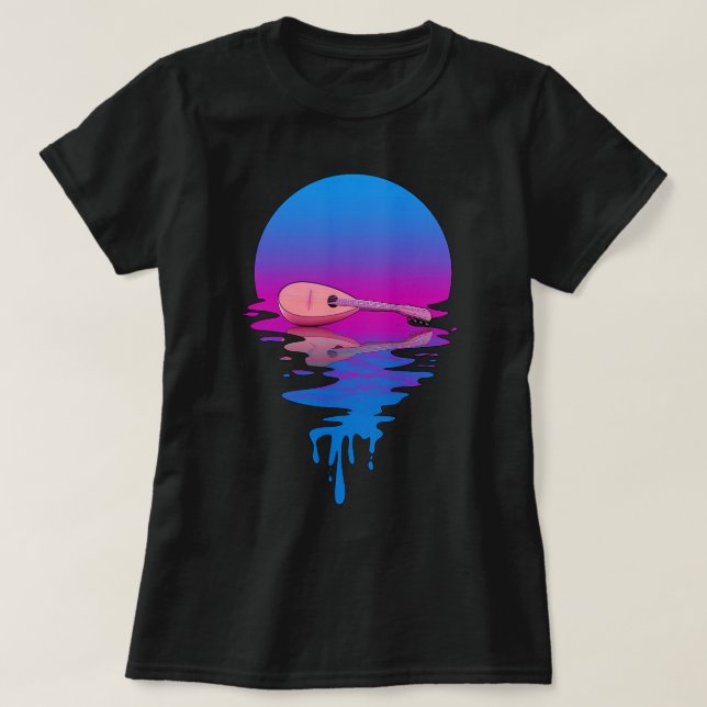 Camiseta Mandolin Vintage Retro Sunset Mandolin 1 (Frente do Design)