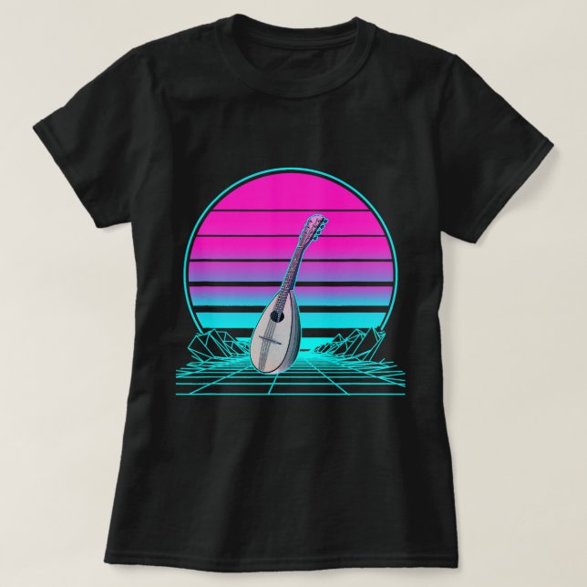 Camiseta Mandolin Vintage Retro Sunset Mandolin 2 (Frente do Design)