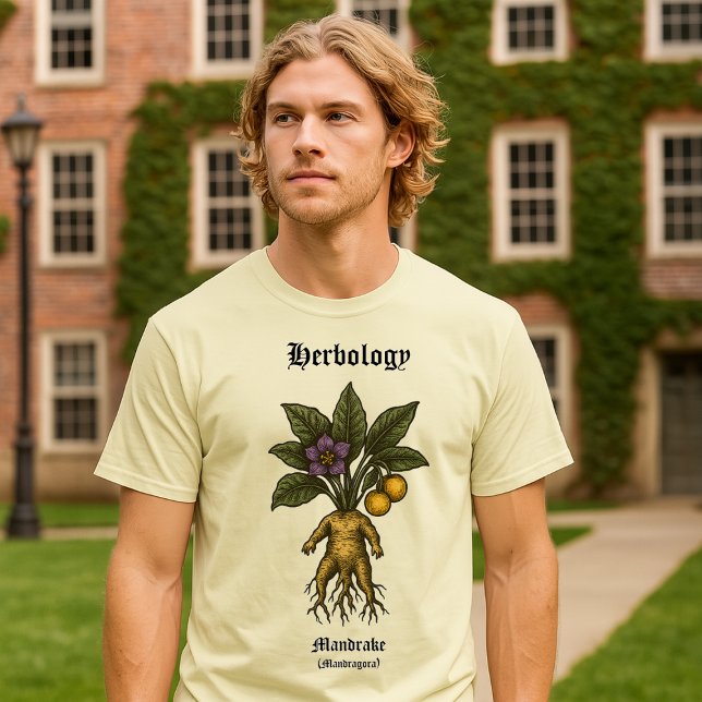 Camiseta Mandrake Root Retro Woodcut Botanical Art (Criador carregado)