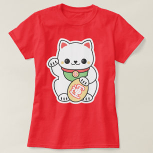Camiseta Maneki branco bonito Neko