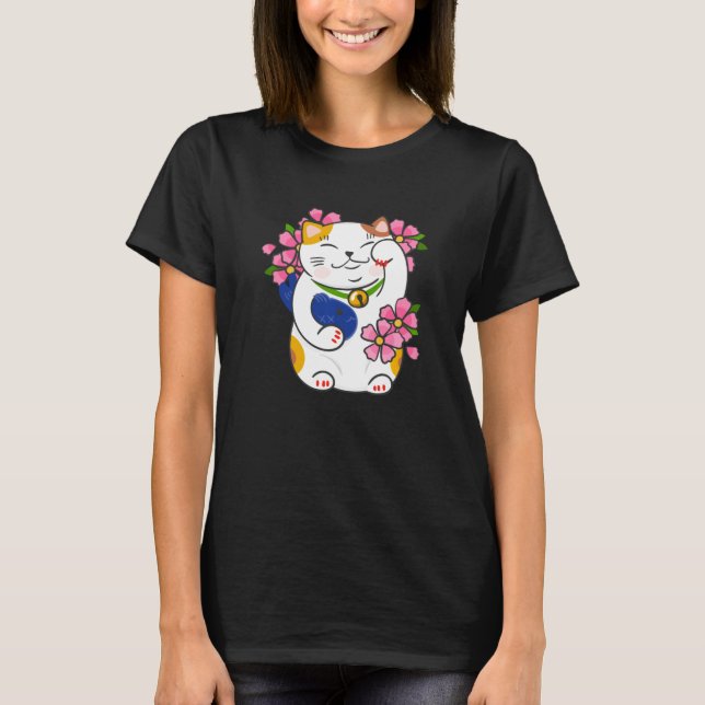 Camiseta Maneki Neko Beckoning Lucky Cat Design (Frente)