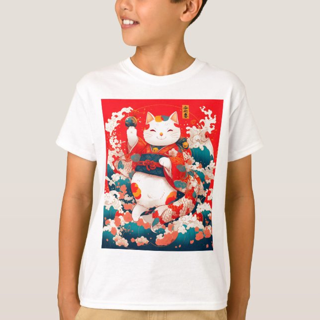 Camiseta Maneki-Neko, Gato Sortudo Japonês (Frente)