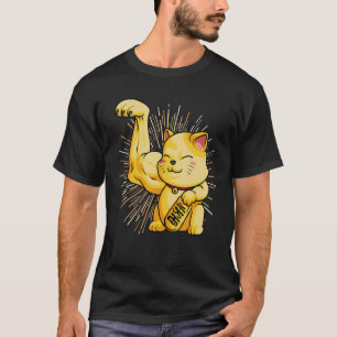 Camiseta Maneki Neko Lucky Cat Cute Musculoso Braço Japonês