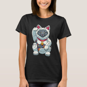 Camiseta Maneki Neko Robot Chinês Gatinho de Gatos Sortudos