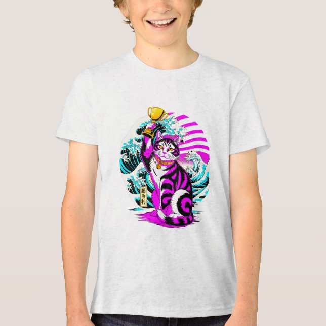 Camiseta Maneki-neko Vitorioso - Gato da Sorte Japonês (Frente)