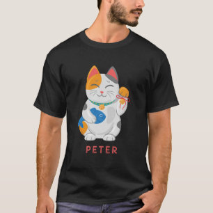 Camiseta Maneki Neko White Cat, símbolo de boa sorte