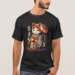 Camiseta Manekineko Geisha Higasa Geisha Guarda-chuva Yukat
