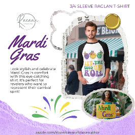 Camiseta Manga 3/4 Raglan Mardi Gras