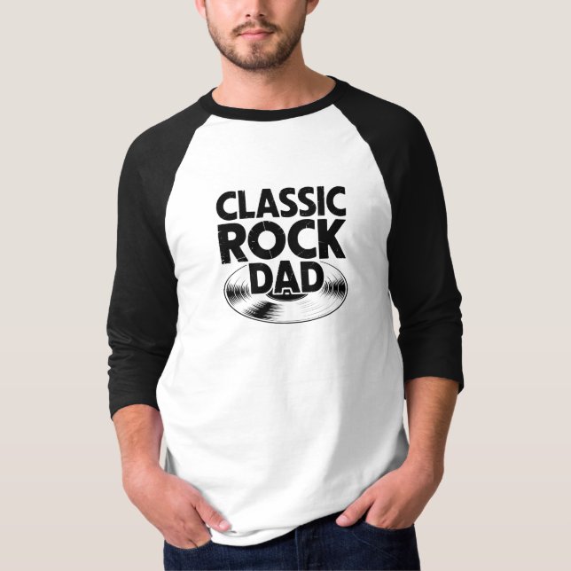 Camiseta Manga 3/4 Raglan - Pai do Rock Clássico (Frente)