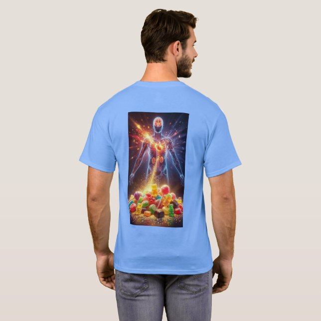 camiseta manga comprida cor clara e corpo humano (Parte Traseira Completa)