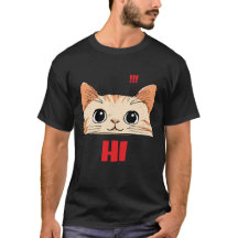 Camiseta Manga Curta Rosto de Gato Fofo | Preto Un