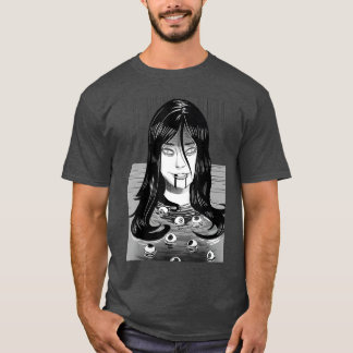 Camiseta Mangá de terror assustador Anime Mulher Olhos Banh