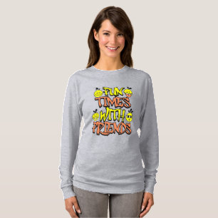 Camiseta Manga "Diversão com Amigos" de Mulheres Manga de M
