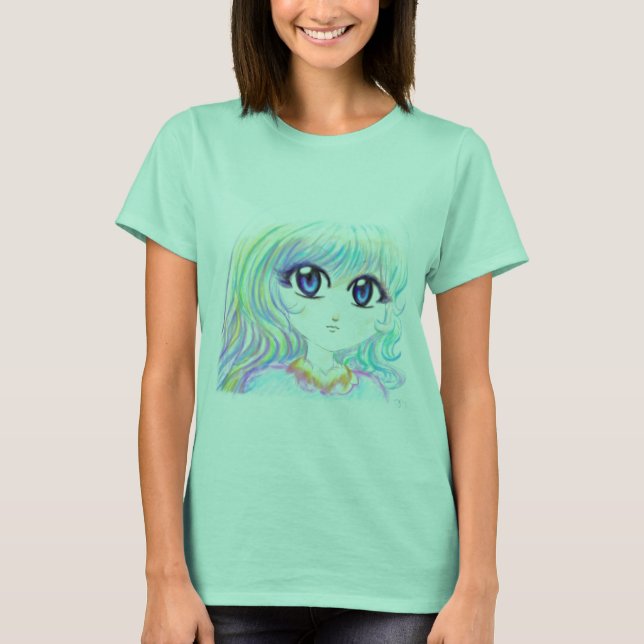 Camiseta Manga Fairy Girl Anime Colorful Rainbow Magic Eyes (Frente)