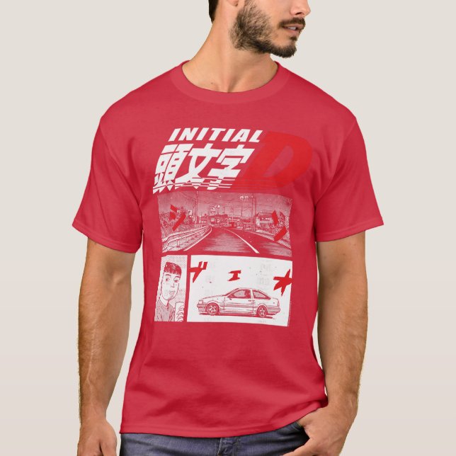 Camiseta Manga Initial D de 3 Painéis amigo (Frente)